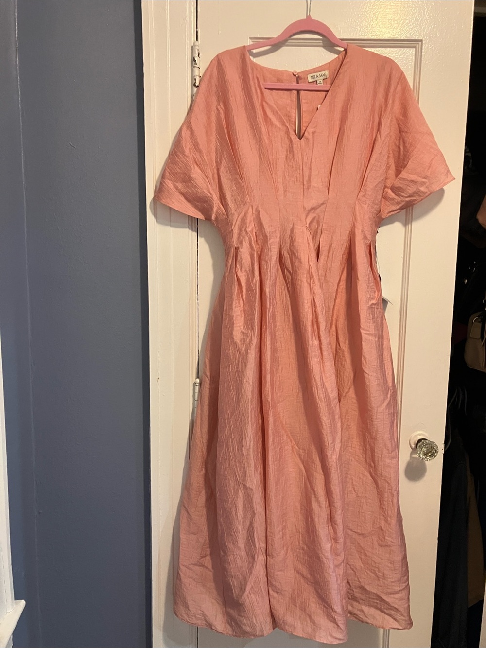 Mila Mae Blush Pink Short-Sleeve Maxi Dress